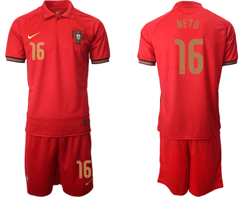 Men 2021 European Cup Portugal home red #16 Soccer Jersey